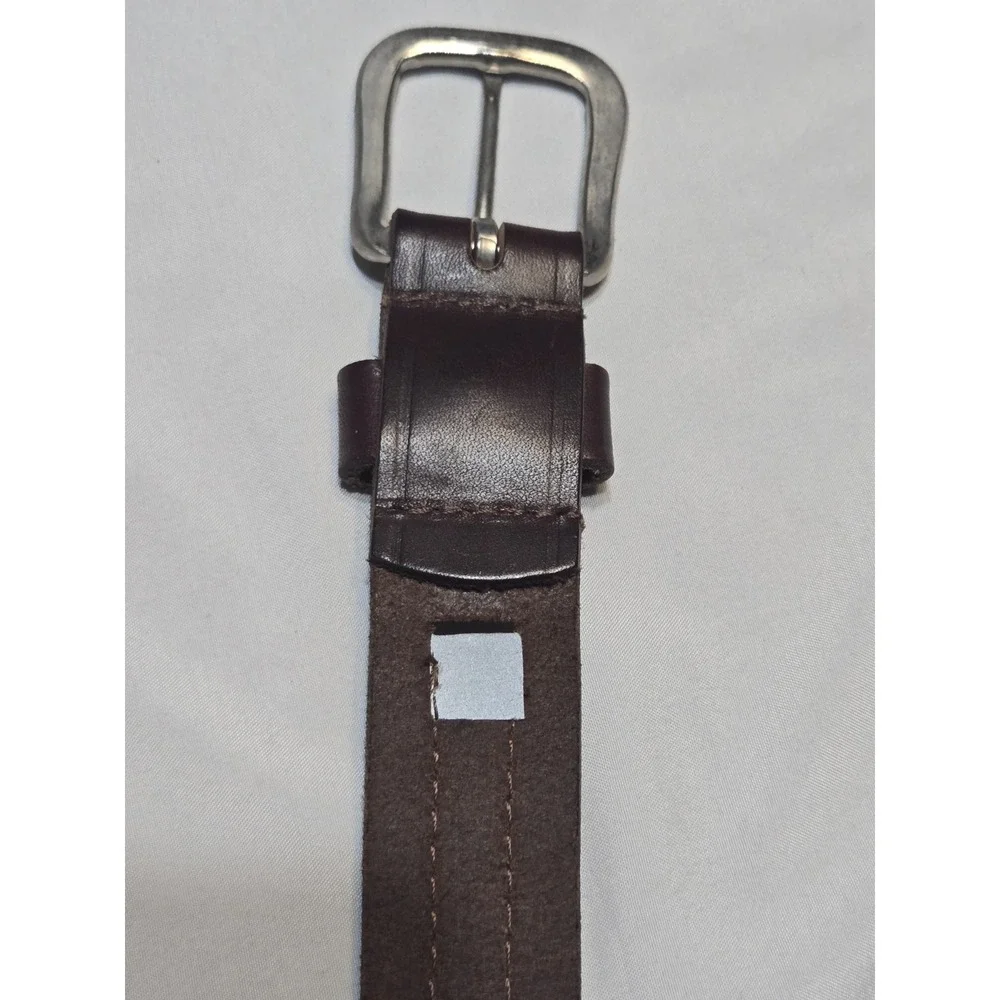 Buxton Leather Reflective Work Belt Size 52 Brown Silver 1.25